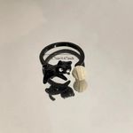 Cat Lovers Black White Cat Cuff Rings 2 Pc Set‎ Simple Adjustable Open Ring Photo 7
