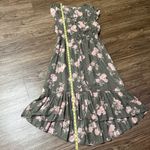Lucky Brand High Low Short Flutter Sleeves Floral Dress Green Pink Size Medium Photo 11
