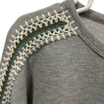Democracy  Asymmetrical Slit Side Grey Crochet Keyhole Sweatshirt Womens Large Photo 2
