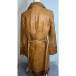 wilson's leather  Duster Caramel Tan Trench Eyelet 70s Pearl Snaps Coat Photo 9