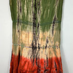 Kaktus Tie Dye Midi Skirt XL Green Orange Boho Hippie Festival Earthy Granola Photo 0
