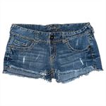 Amethyst Jeans Amethyst Low Rise Mini Booty Jean Shorts Sz 9 Blue Denim Thick Stitch Y2K 2000s Photo 1