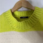 Parfois Lime Green Cream Stripe Sleeveless Crop Sweater‎ Size Small Photo 3