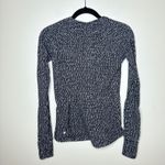 Lululemon  Size 6 Runderful Long Sleeve Knotted Jacquard‎ Black White Running Gym Photo 10