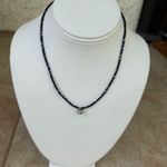 Pumpkin Silver Tone Pendant Black & Charcoal Gray Beaded Necklace Photo 2