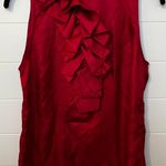 Moda International Crimson Ruffle Blouse 100% Silk Small Elegant Party Dark Pink Red Photo 0