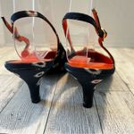 Bettye Muller  Vero Cuoio Slingback Navy Geometric Pointed Toe Kitten Heels 37 Photo 4