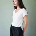 Quince NWT Cotton Modal V-Neck Tee Basic T-Shirt Womens XL White Minimalist Soft Photo 1