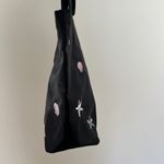 Vintage Y2K Shell Starfish Print Beachy Nylon Shoulder Bag Purse Black Photo 3