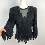 VTG Rina Z Beaded 100% Silk Formal Party Blouse M Black Size M Photo 3