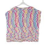 Vintage Handmade Pastel Multicolor Crochet Knit Sleeveless Boxy Sweater Large Pink Photo 3