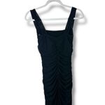 Lulus NWOT Amazing Presence Black Mesh Flirty Ruched Column Maxi Dress Small Photo 10