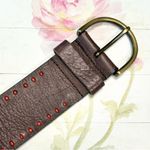 Coldwater Creek  Brown Leather Belt with Red Bead Details Photo 5