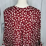 West K Faux Wrap Blouse 3/4 Sleeve Tie Maroon Polka Dot Women's Size M Size M Photo 6