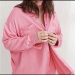 Aerie  Pink Fleece Oversized Button Shirt Shacket Size XSmall Photo 0