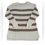 Pilcro Anthropologie  Longline Stitch Sweater Womens Size Small Neutral Stripes Photo 1