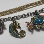 Ann Taylor Rhinestone Charm Bracelet Gold Tone With Fish Seahorse And Starfish Photo 5