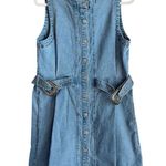 Blue B Denim Mini Dress Belt Buckle Straps Womens Large Festival Concert Western Photo 0