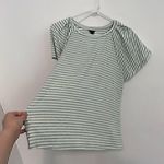 Ann Taylor NEW NWT  Stripe Flutter Sleeve Tee White Aqua Blue Short Sleeve Knit S Photo 8
