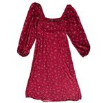 Free People Women’s Iris Long Balloon Sleeve Red Blue Floral Midi Dress Size S Photo 12