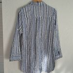 Tommy Bahama  Blue Stripe Tunic Button Up Shirt Coastal Beachy Nautical Cotton Photo 5