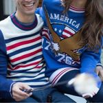 Tipsy Elves  USA Olympic USA Patch Stars Stripes Red Blue Crewneck Knit Sweater Photo 2