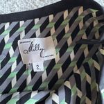 Milly of New York Geometric Print Silk Skirt Black Green Gray Retro Mod Style Size 2P Photo 3