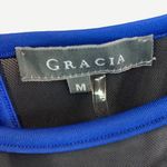 Gracia  Dress Womens Medium Blue Black‎ Mesh Rhinestone Studded Fit Flare Mini Photo 2