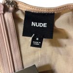 Nude Rhinestone Long Sleeve Small Mesh Mini Dress Bodycon Party Homecoming‎ Tan Photo 6