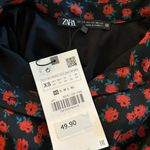 ZARA NWT  Black & Red Floral Long Sleeve Mini Dress XS Photo 6