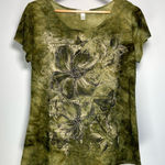 Dress Barn Beaded Burnout T-Shirt Green Top Y2K Fairy Grunge Whimsigoth Size M Photo 0