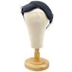 Vintage 50s Tilt Hat Black & Cream Straw Close Style Fascinator Black Mesh Veil Photo 6