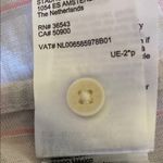 DKNY Linen plaid short sleeve button down 1 chest pocket pink gray white size 2X Photo 10