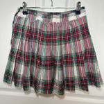 Aerie NWT Plaid Pleated Mini Skirt S Red Green Holiday Tartan Schoolgirl Kilt Photo 1