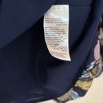 Chico's  Size 2 Navy Blue Floral Blouse Ruffle Statement Bell Sleeves Chico Large Photo 6