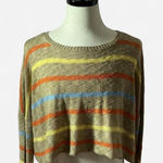 Storia ‎ Striped Knit Crop Top, Orange Yellow Blue, Lightweight Pullover Sweater Photo 0