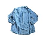 Soft Surroundings  Denim Shirt Brown Trim Brass Details Long Sleeve Women PL Photo 5
