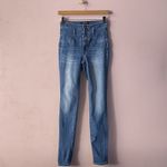 Charlotte Russe  Medium Wash Blue 3-Button High Rise Jeans Size 2 EUC Photo 2