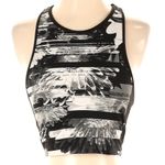 Betsey Johnson Performance Sports Bra Crop Top Black Grey Floral Stripe Size XS Photo 2