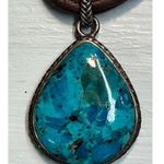 BARSE Vtg 925  Genuine Teardrop Turquoise Pendent Brown Leather Boho Necklace Photo 11