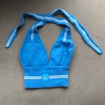 Alo Yoga Cashmere Mini Stripe Halter Tank Azure Blue/White XS Photo 6