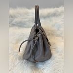 Salvatore Ferragamo Vara Ribbon Drawstring Hug Handbag Gray Taupe Leather Photo 4