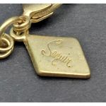 NWT Sequin Gold Tone & Blue Bead Collar Necklace Asymmetrical Paved Pendant 18" Photo 9