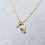Handmade Angel wings 925 Sterling silver necklace dual charms Photo 4
