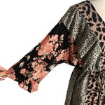 Gigio Animal Print High Low Dress M Multicolored Floral V Neck Elastic Waist Size M Photo 3