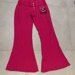 PINK - Victoria's Secret Pink Victoria’s Secret Y2K XS Hot Pink Fuchsia Flared Bottoms pants 1980 logo Photo 0