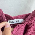 Grace Karin  Smocked Peplum Top Mauve Dark Pink Photo 2