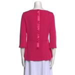 St. John  Knits Milano Knit Peplum Blouse in Bright Pink Scoop Neck Size 6 Wool Photo 7