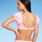 Xhilaration 🏝️ Women's Puff Sleeve Eyelette Bralette Bikini Top Size M. 🔥 Photo 2