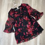 Avenue Vintage Silk Tunic floral flowy bell dress womens Black Red size 30/32 feminine Photo 0